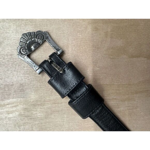 Eberle Belt Black Leather Silver 125 Buckle 32 - Picture 4 of 6